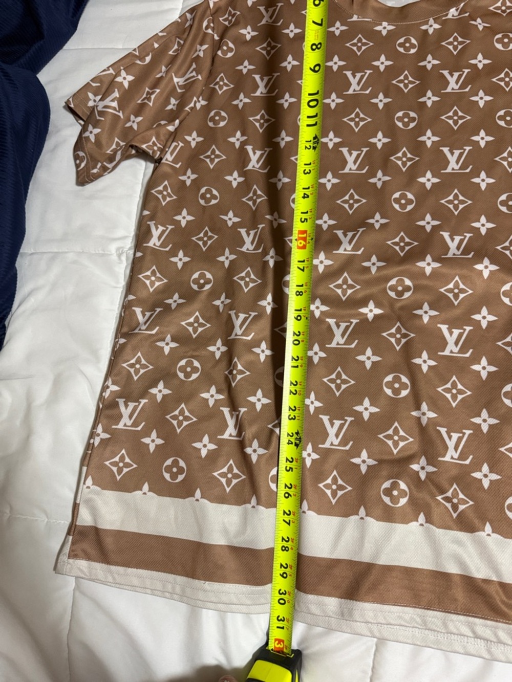Luxury-Inspired Brown Monogram Short Sleeve Shirt - Picture 4 of 4